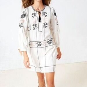 Ulla Johnson Ivory and Charcoal Floral Dress